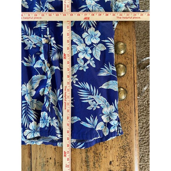 Cooke Street Hawaiian Islands Blue Floral Button-Up Shirt Short‎ Sleeve Mens L - Picture 6 of 6